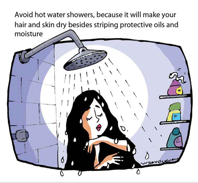 Avoid extremely hot showers to retain skin's natural moisture