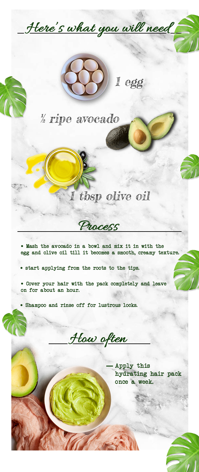 egg, avocado and olive oil hair mask